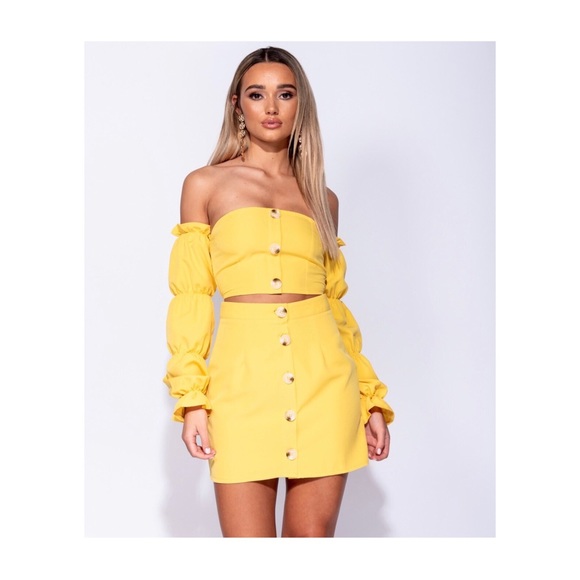 Ruched Sleeve Button Front Bardot set size 2-10 - Picture 6 of 8